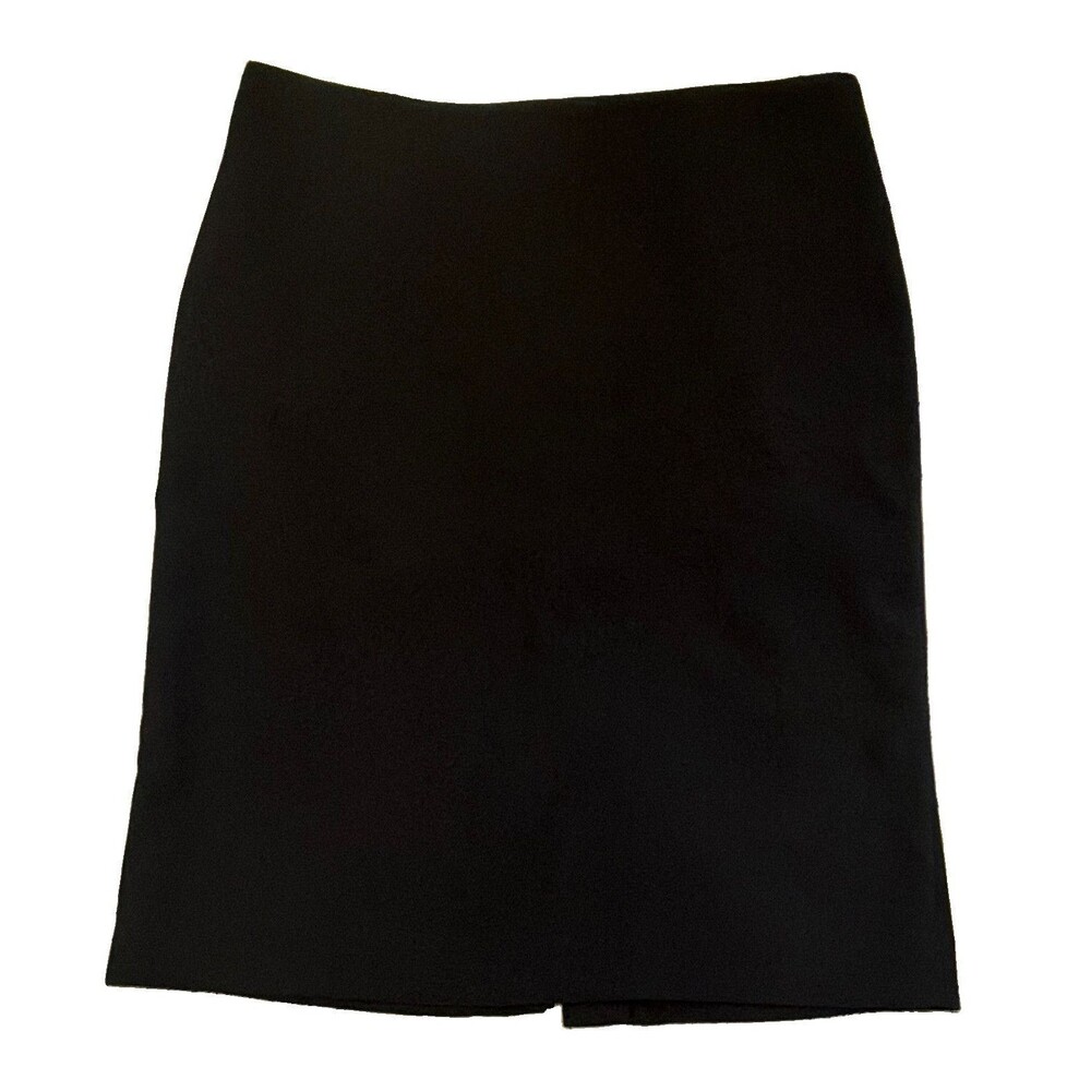 KARL LAGERFELD PARIS Women's Solid Black Pencil Knee Zip Slit Skirt 8 Reg
